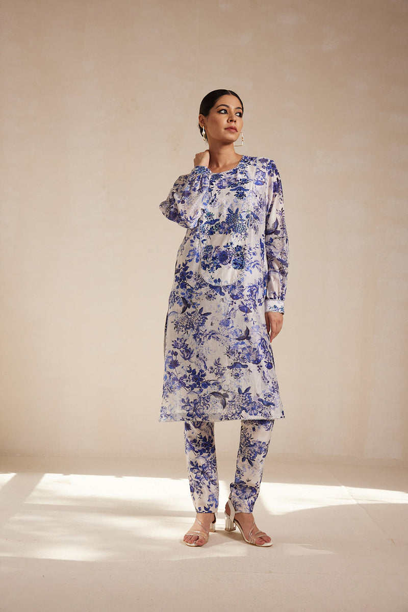 Blue Printed Kurta Set