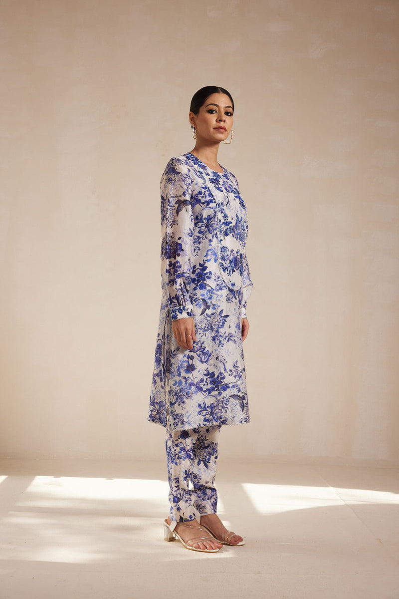 Blue Printed Kurta Set