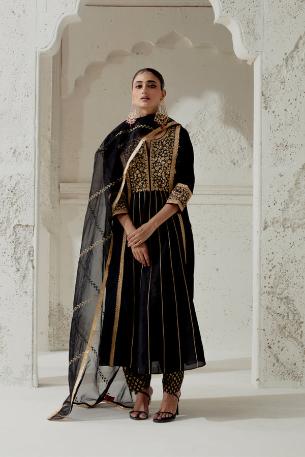 Black Silk Kalidar Suit