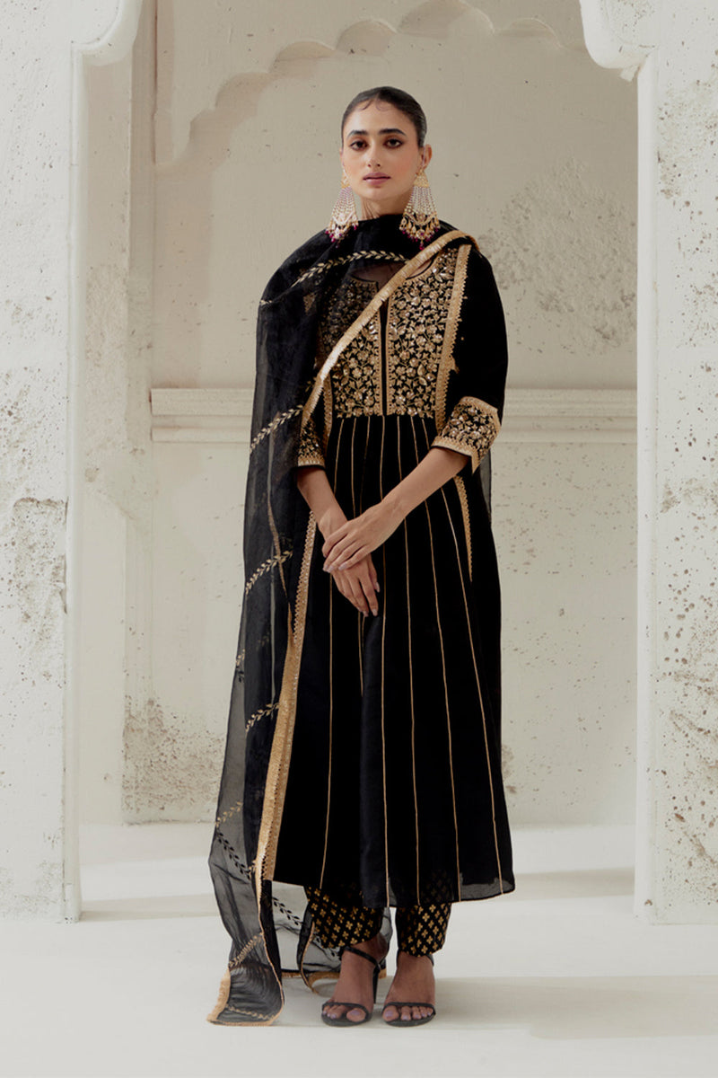 Black Silk Kalidar Suit