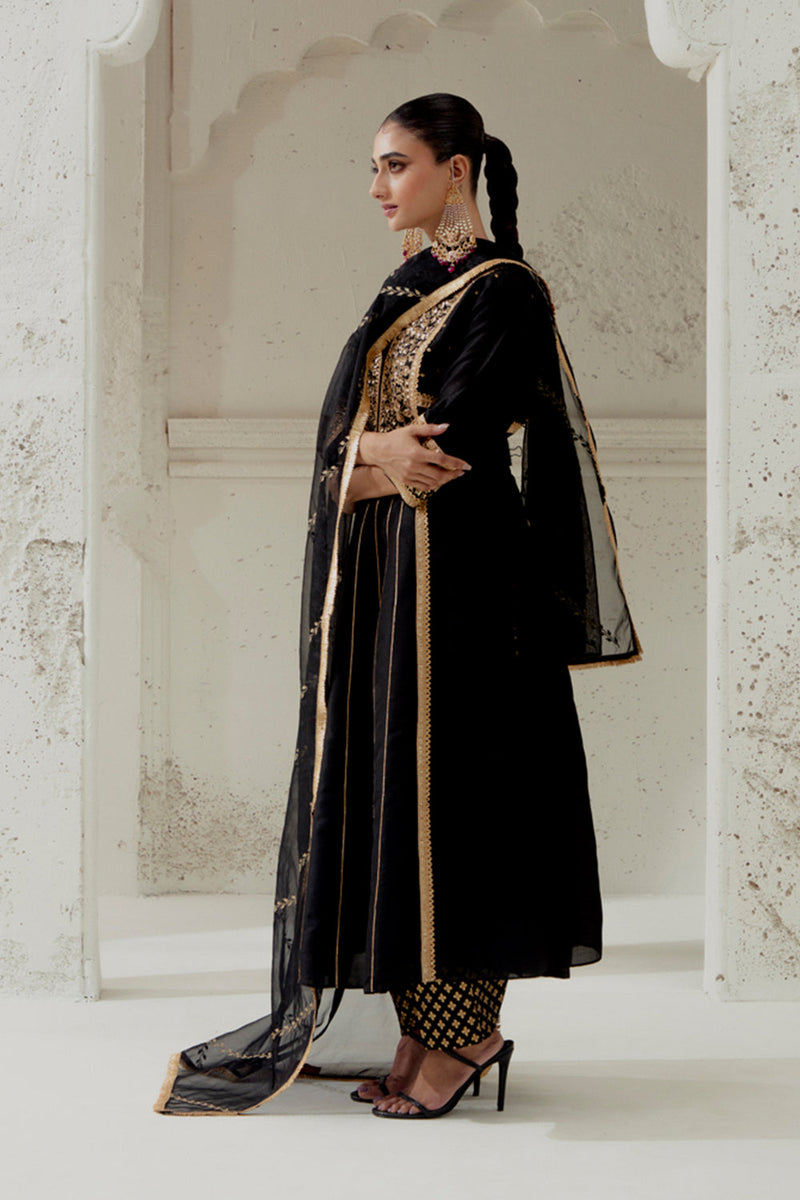 Black Silk Kalidar Suit