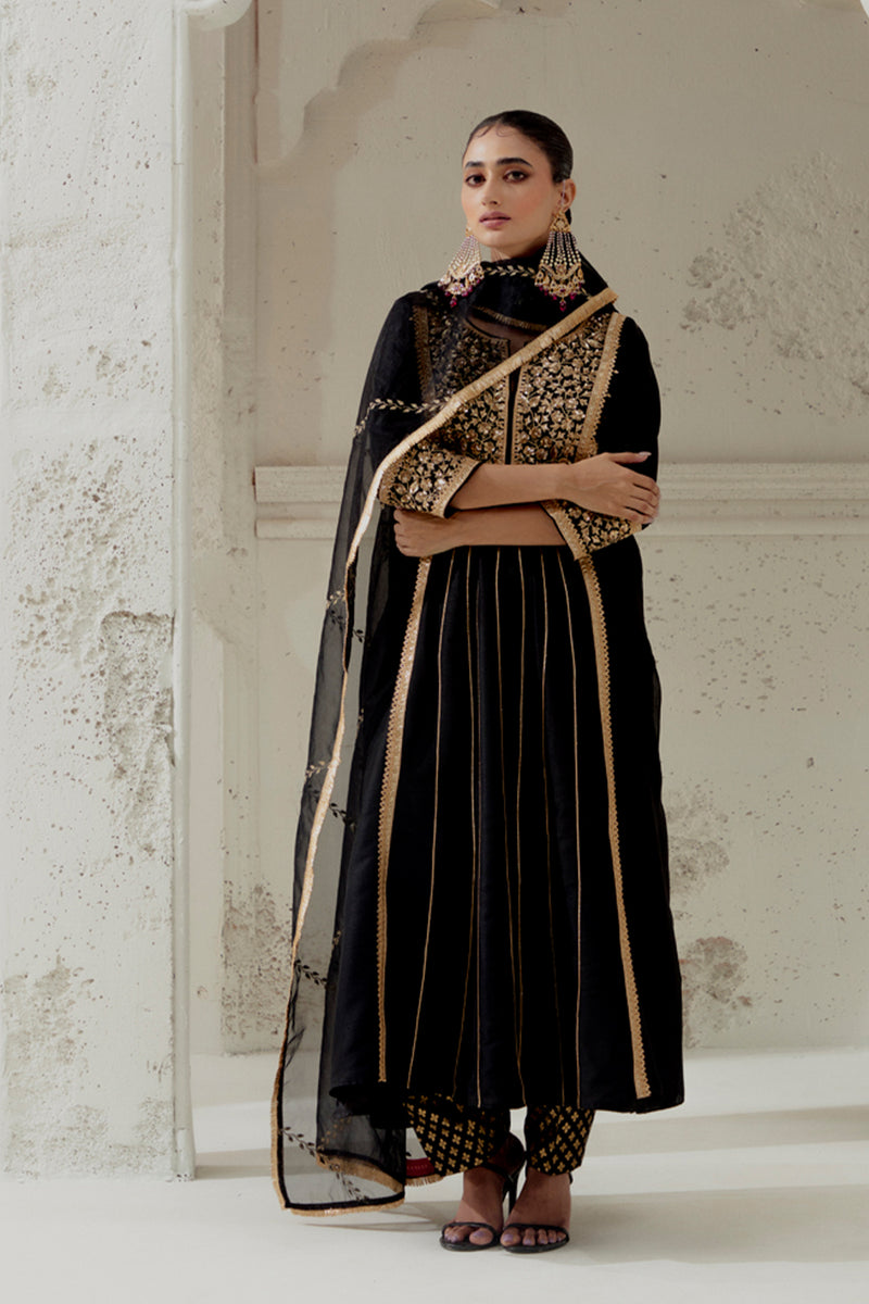 Black Silk Kalidar Suit