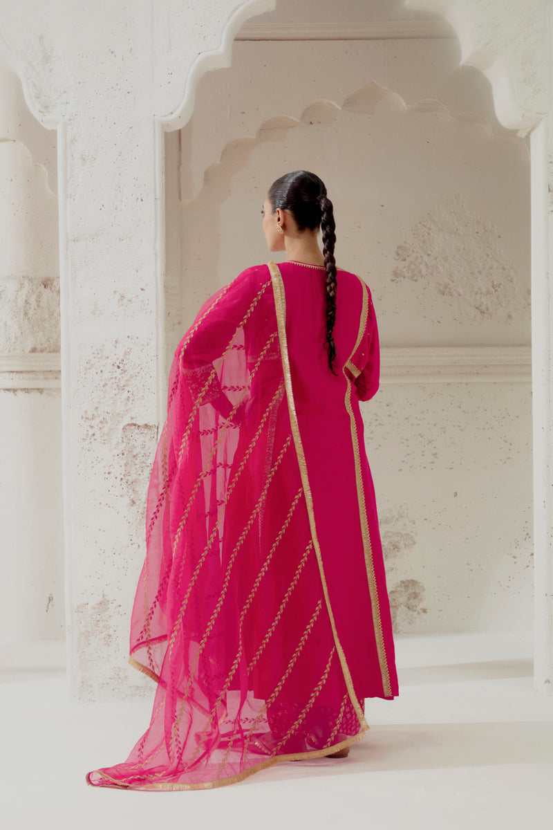 Red Silk Kalidar Suit