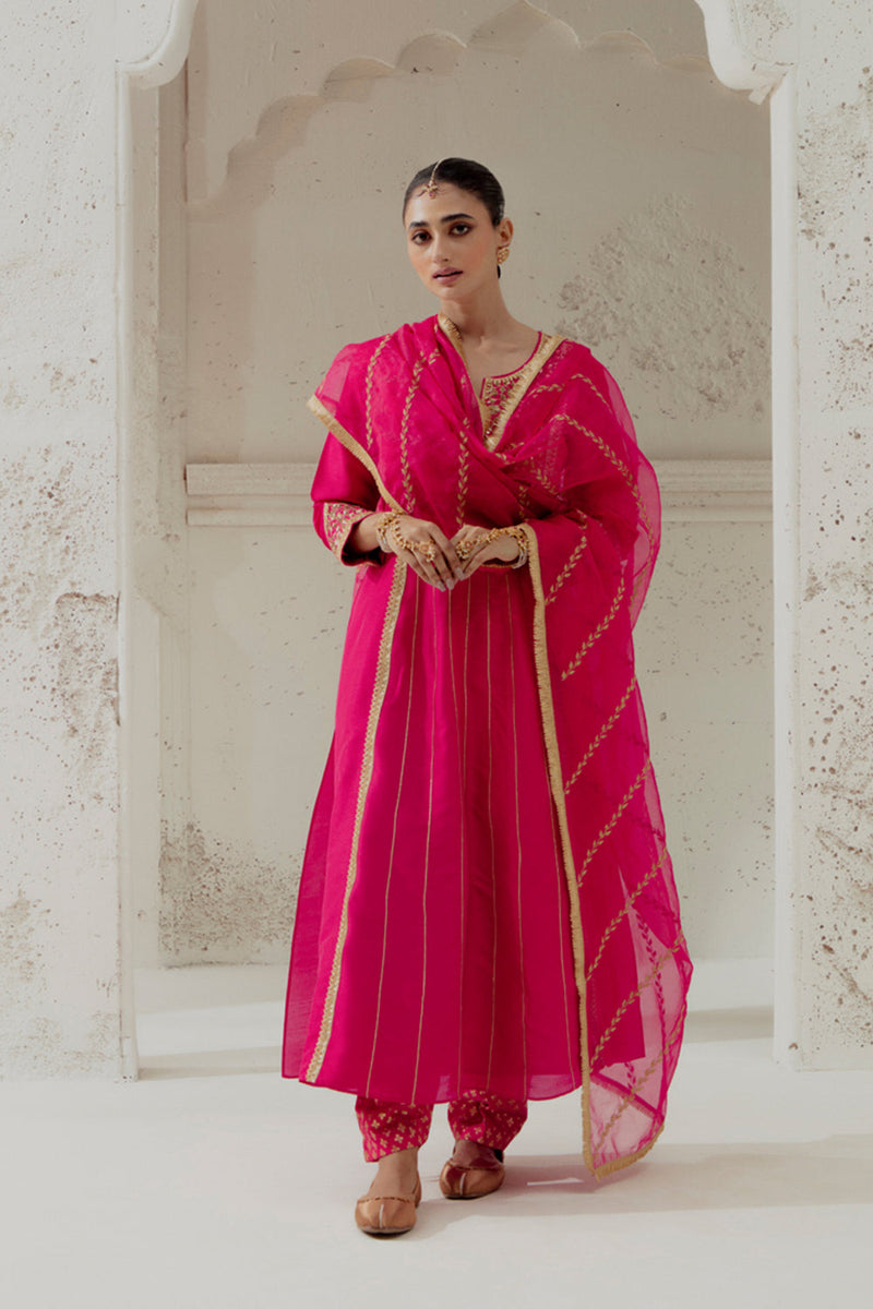 Red Silk Kalidar Suit