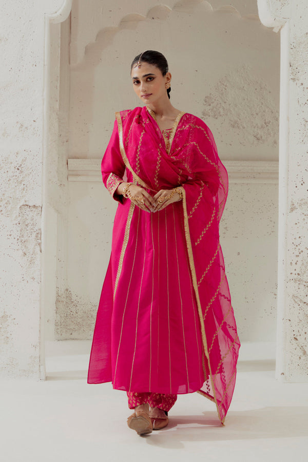 Red Silk Kalidar Suit