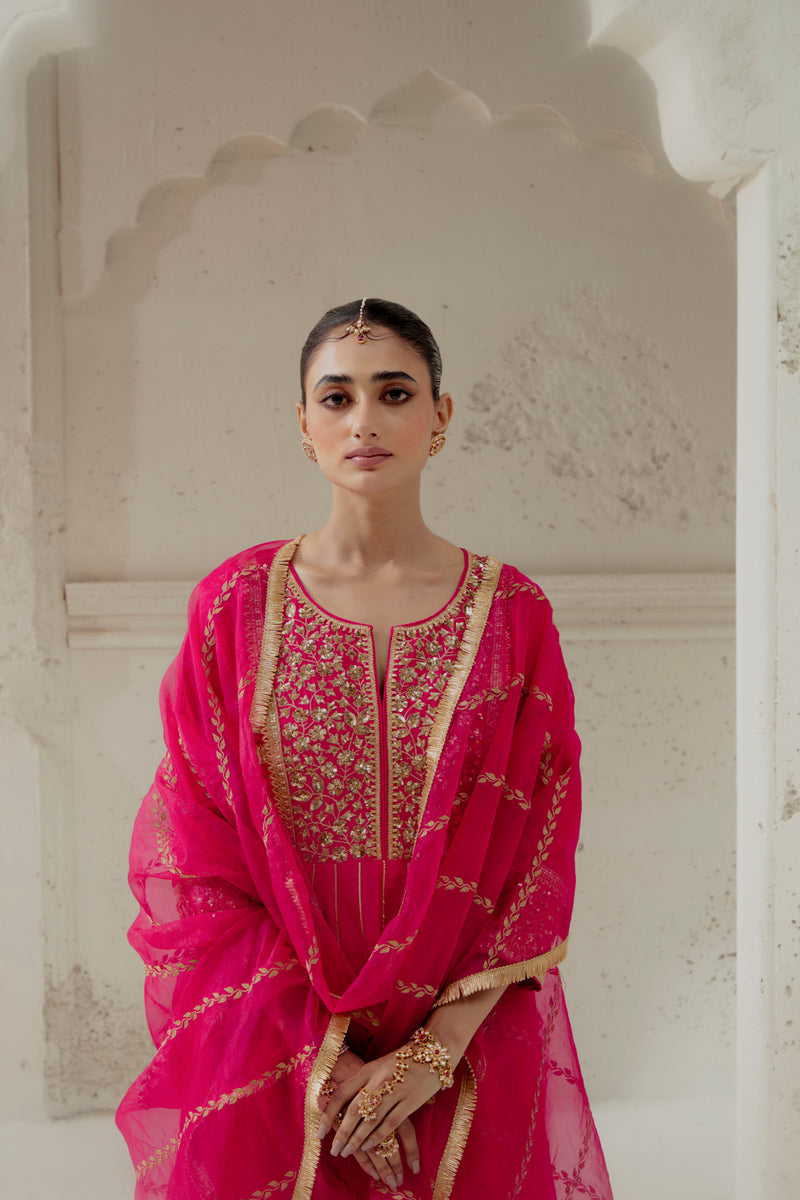 Red Silk Kalidar Suit