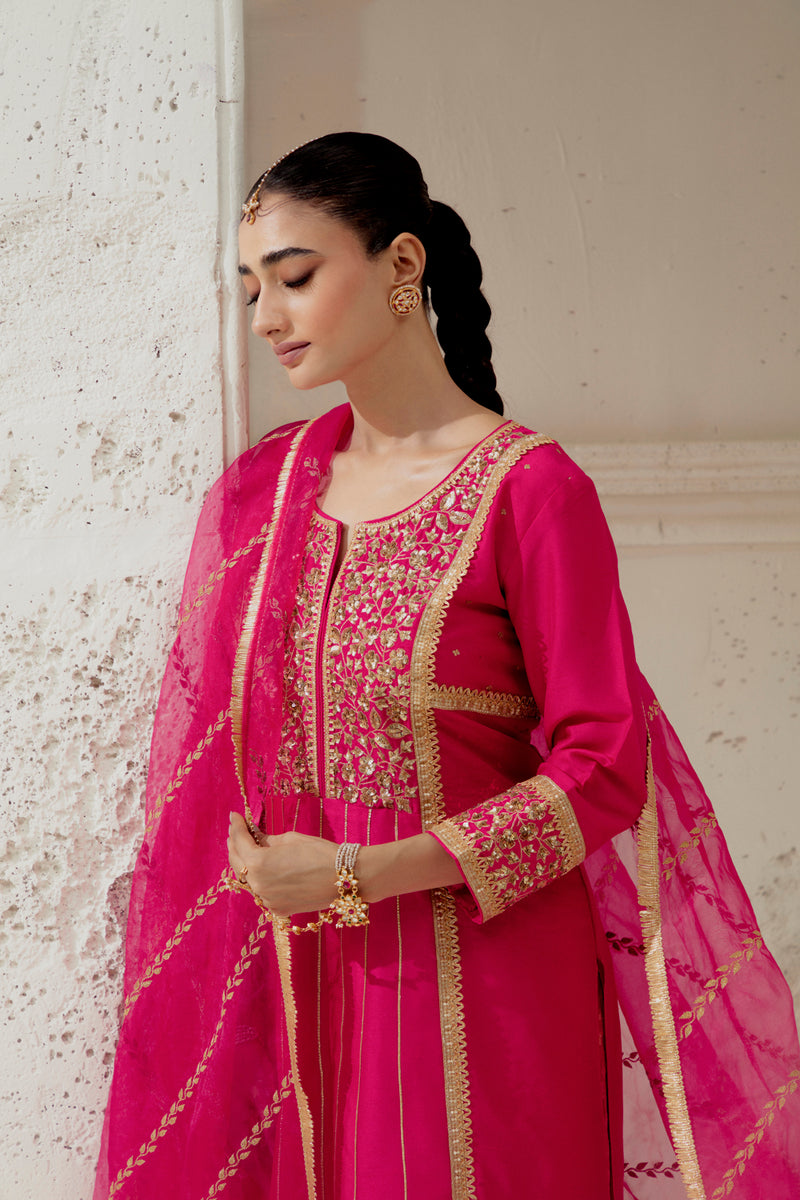 Red Silk Kalidar Suit