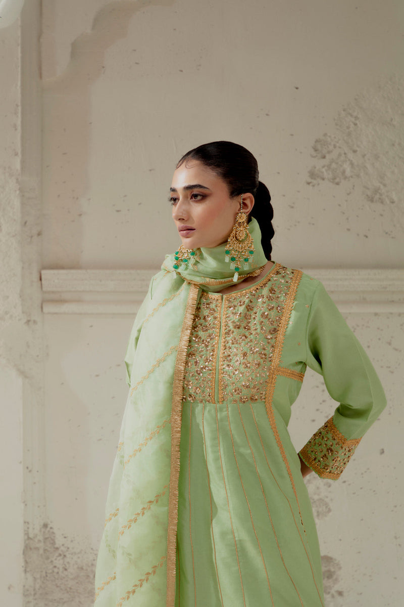 Mint Green Silk Kalidar Suit