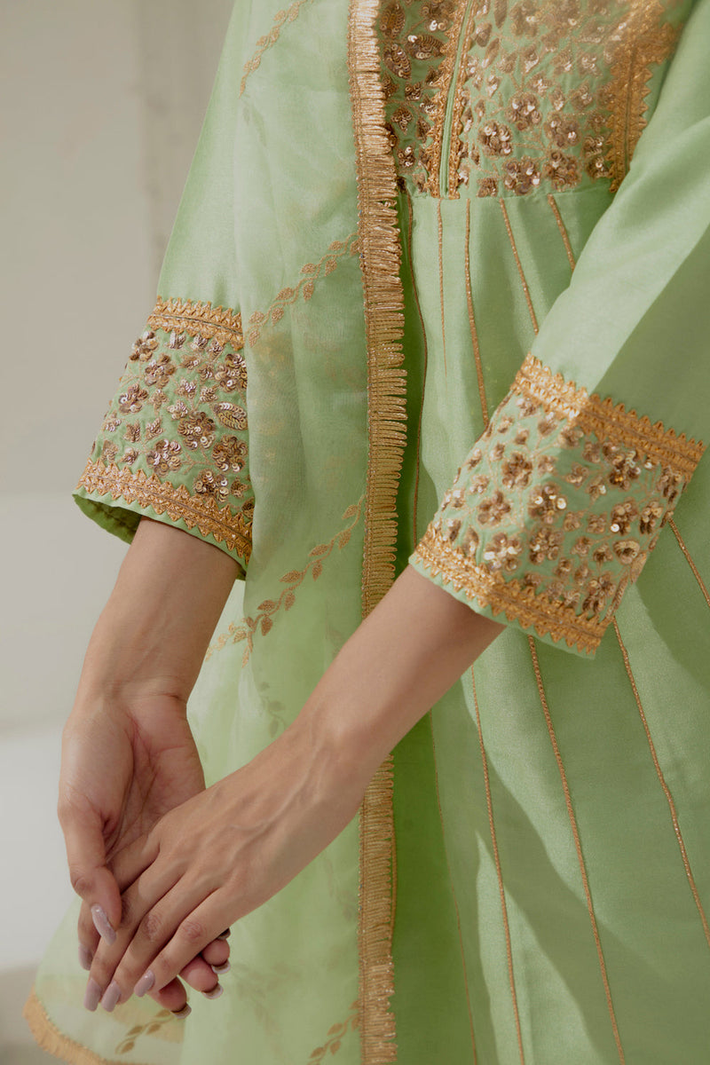 Mint Green Silk Kalidar Suit