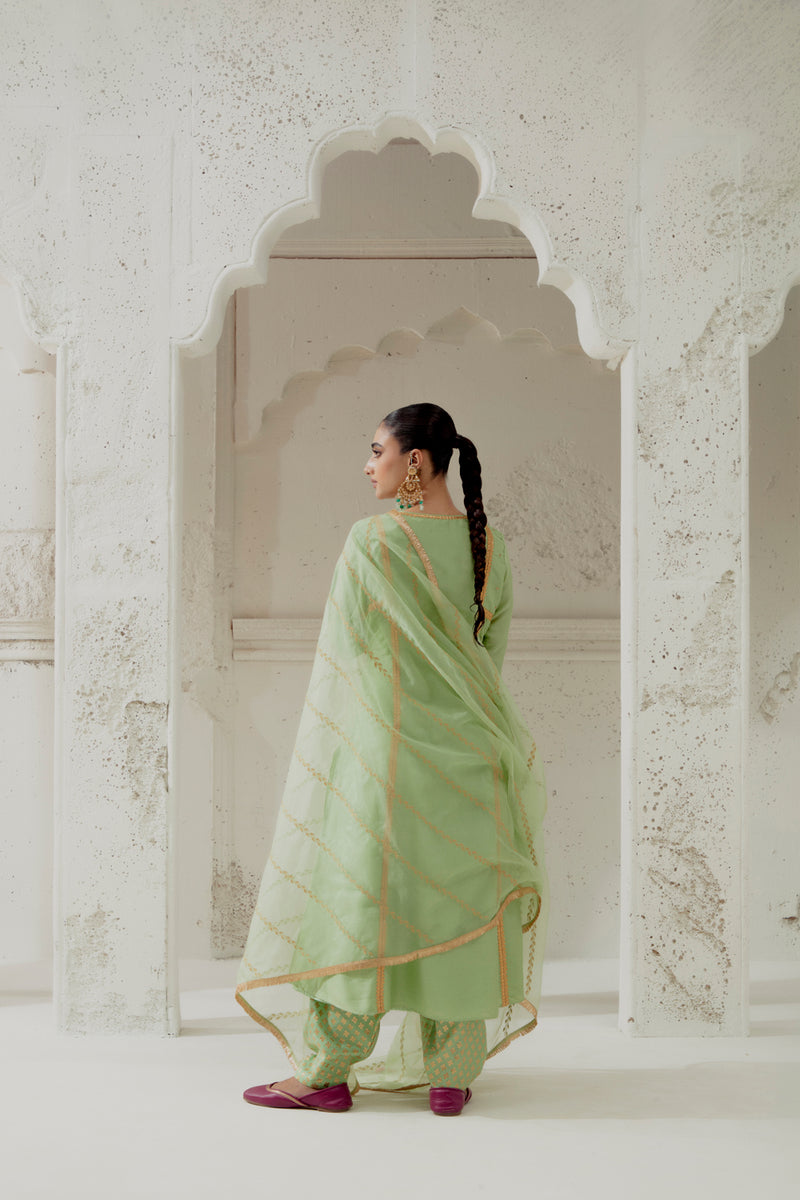 Mint Green Silk Kalidar Suit