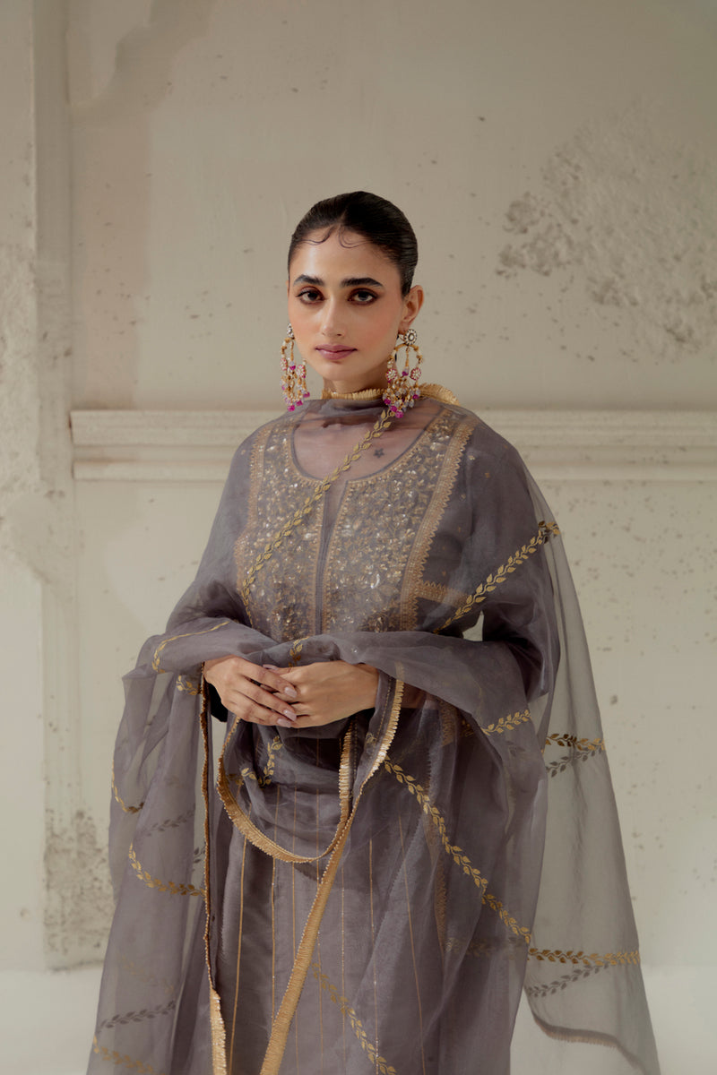 Grey Silk Kalidar Suit