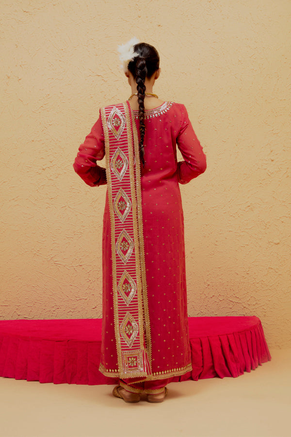 Red Long Georgette Suit