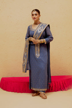 Cobalt Blue Long Georgette Suit