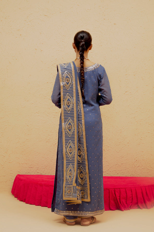 Cobalt Blue Long Georgette Suit