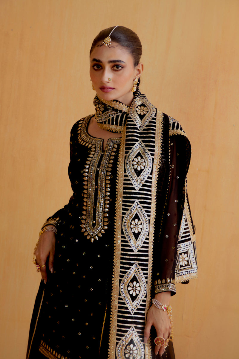 Black Short Georgette Lehenga