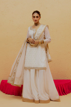 White Short Georgette Lehenga