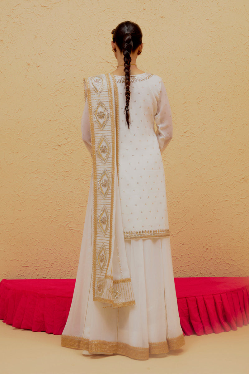 White Short Georgette Lehenga