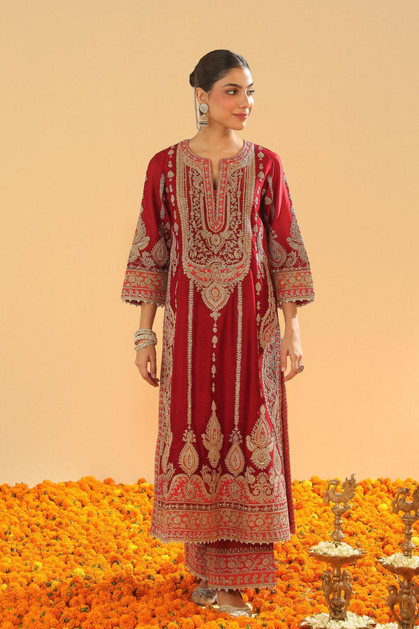 A-Line Kurta With Palazzo And Dupatta