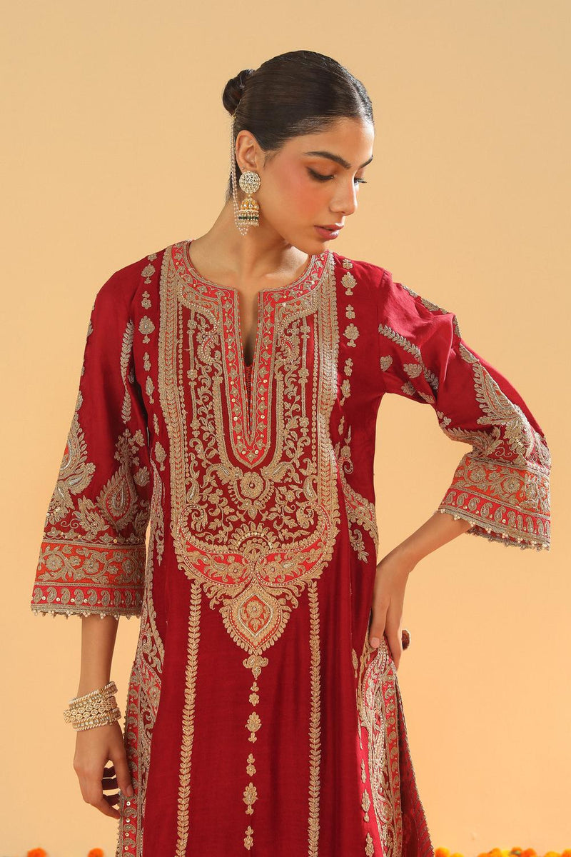 A-Line Kurta With Palazzo And Dupatta