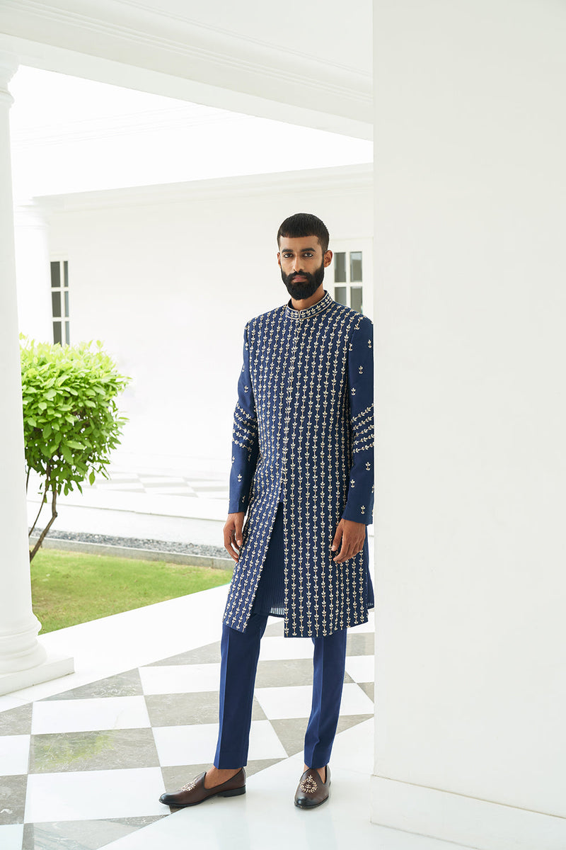 Insignia Blue Sherwani Set