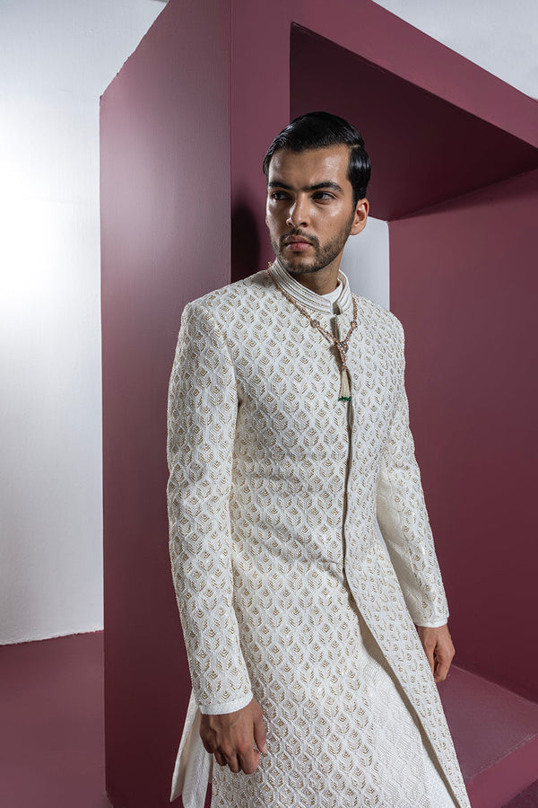 Classic White Sherwani Set