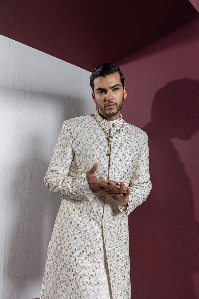 Classic White Sherwani Set