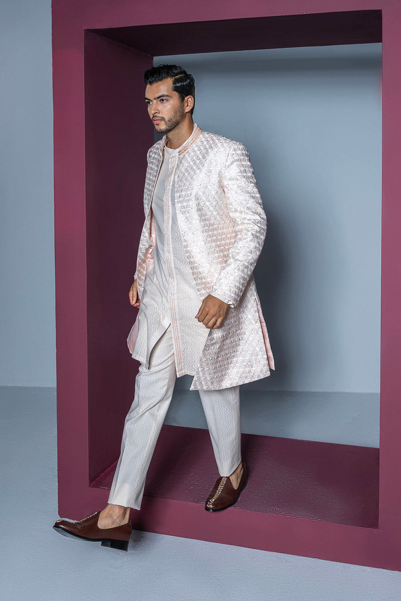 Majestic Floral Open Sherwani Set