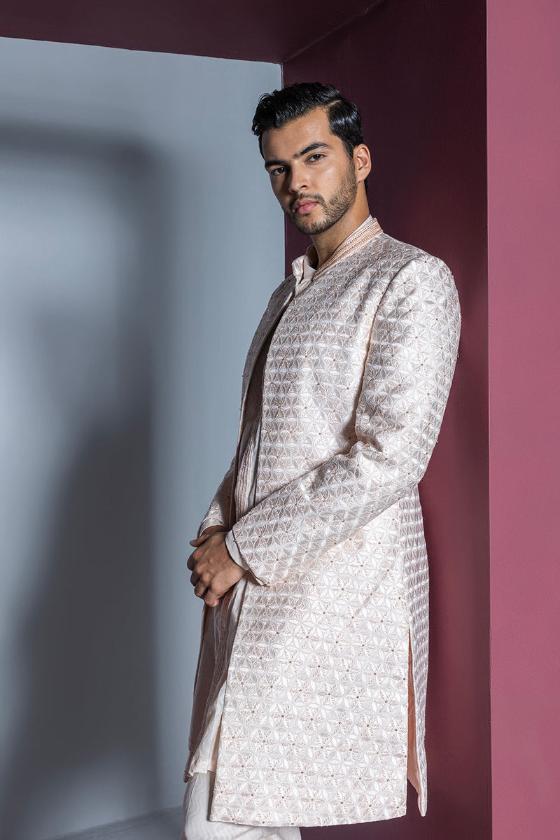 Majestic Floral Open Sherwani Set