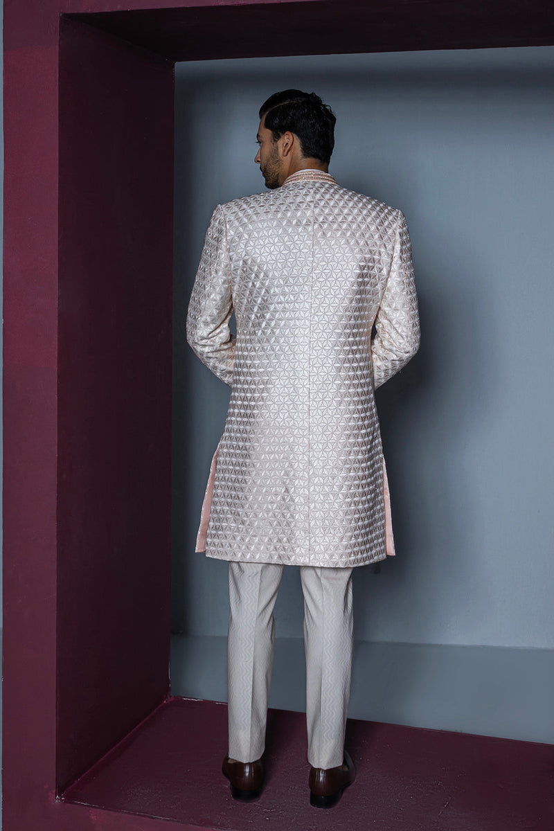 Majestic Floral Open Sherwani Set