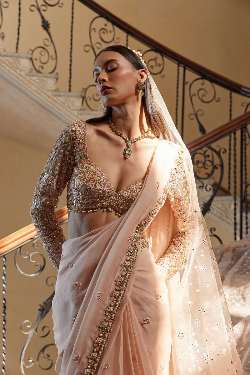 Peach Organza Saree