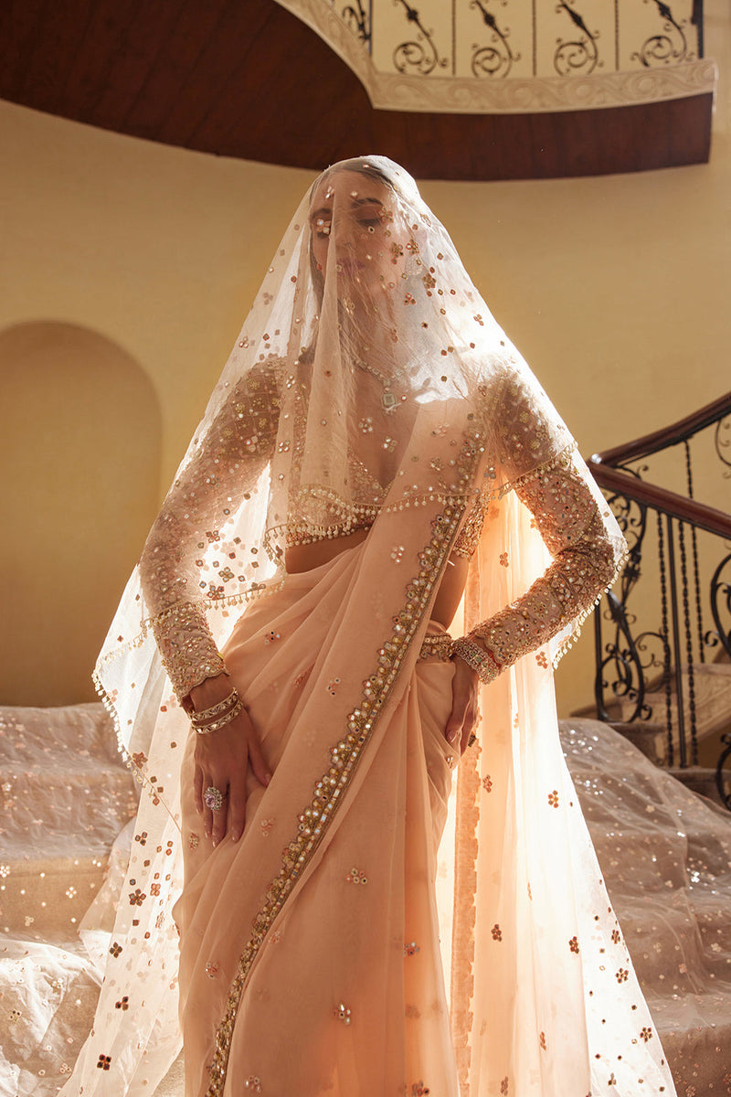 Peach Organza Saree