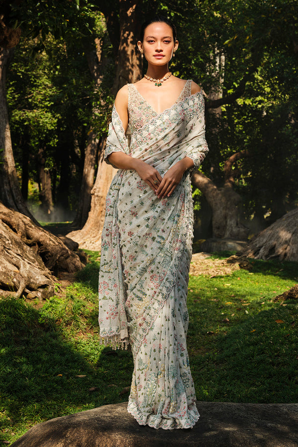 Sequoia Embroidered Silk Saree - Ivory