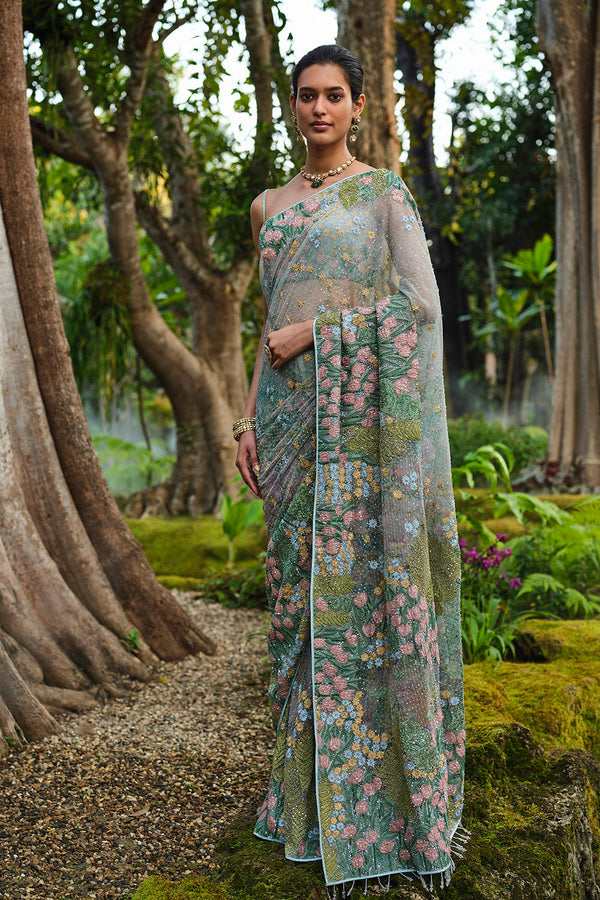 Lakeforest Embroidered Saree - Powder Blue