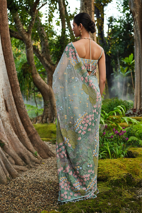 Lakeforest Embroidered Saree - Powder Blue