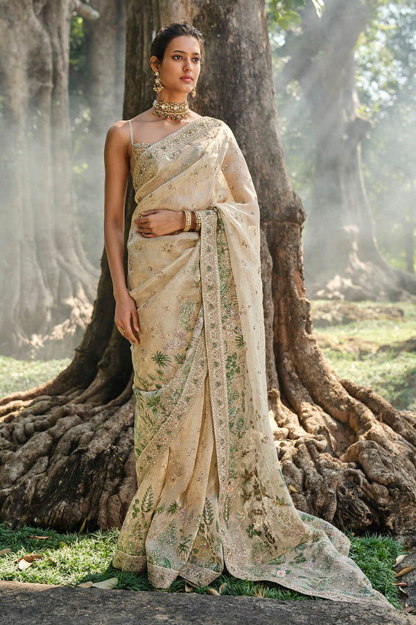 Niamh Hand-painted Pichhwai Silk Saree - Gold