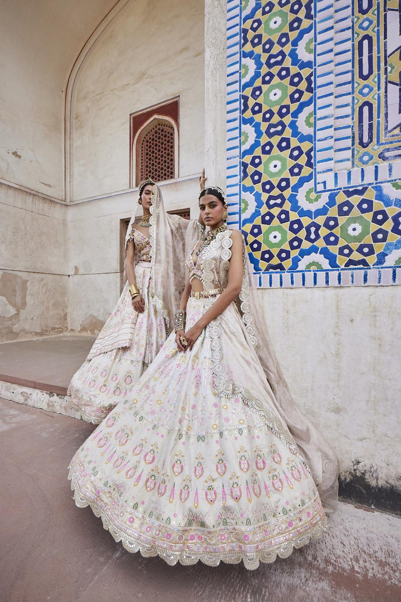 Ivory Chanderi Banarasi Lehenga Set