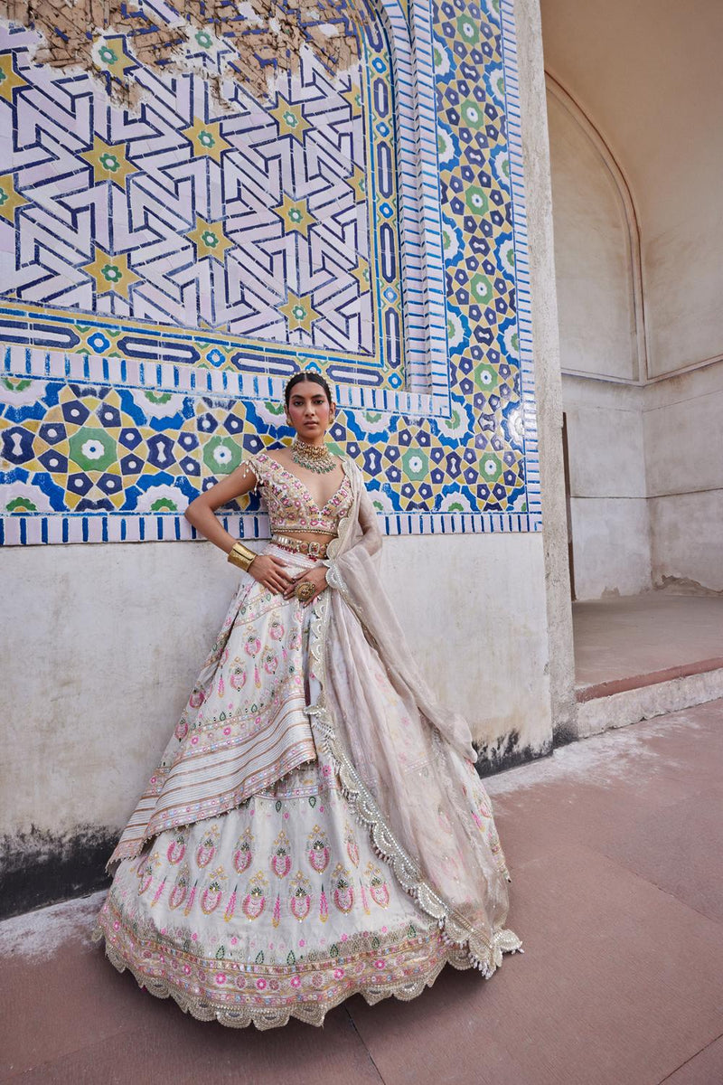 Ivory Chanderi Banarasi Lehenga Set