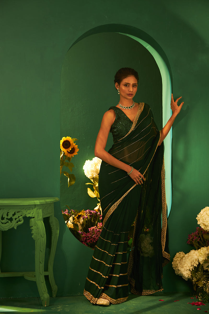 Chiffon Glass Fabric Saree