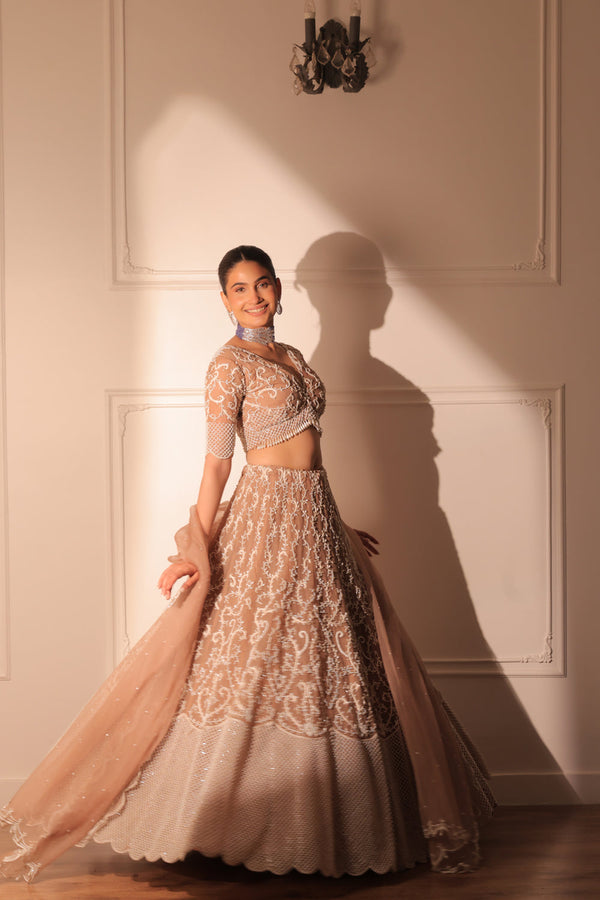 Nora Nude Beige Lehenga Set