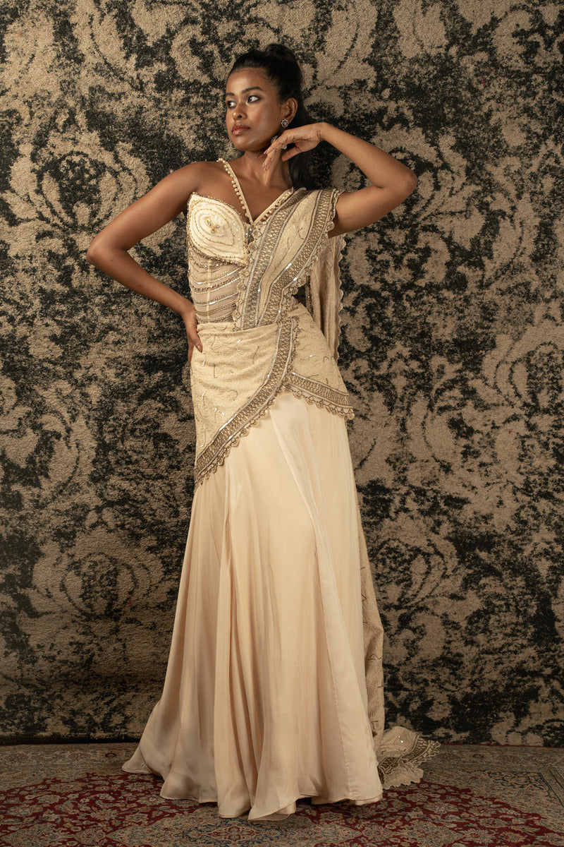 Light Gold Ready Saree