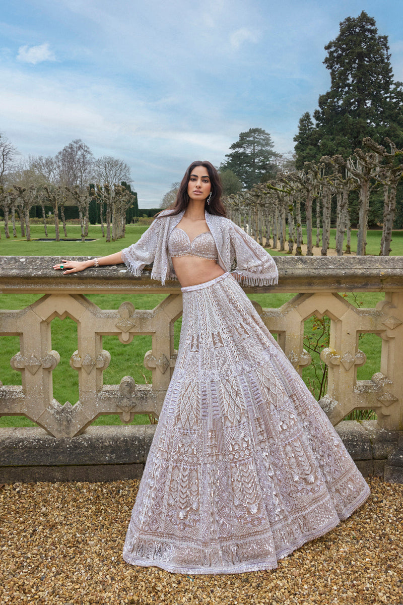 Nude Silver Jacket Lehenga Set