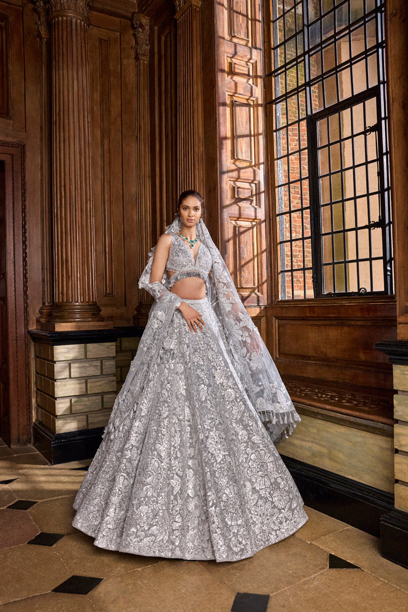 Metallic Silver Lehenga Set