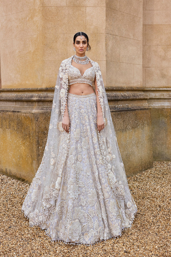 Ivory Three-Dimensional Lehenga Set