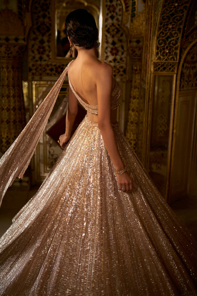 Rose Gold Sequin Lehenga Set