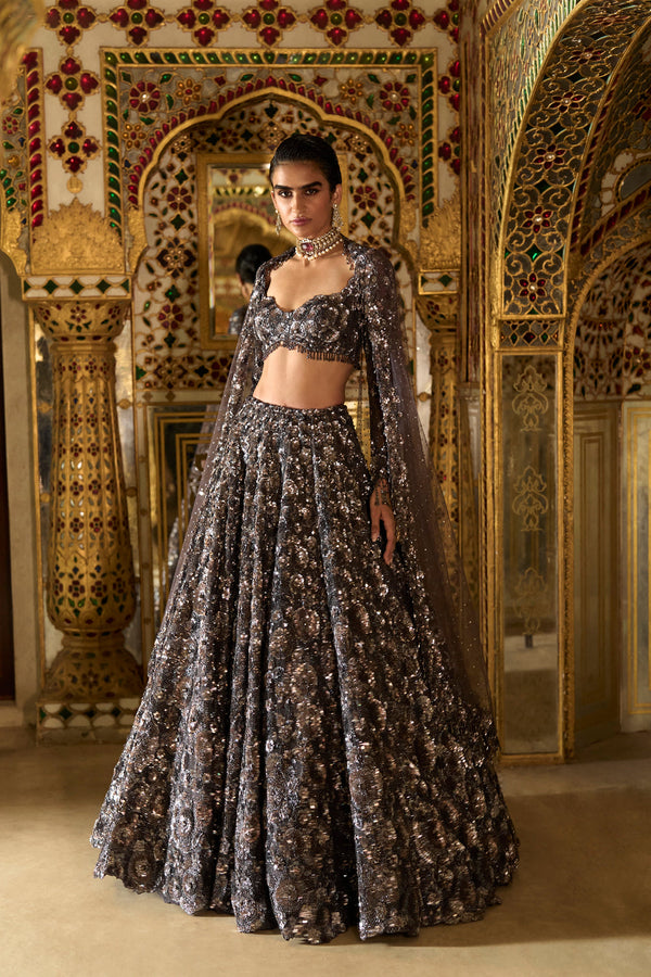 Charcoal Sequin Lehenga Set