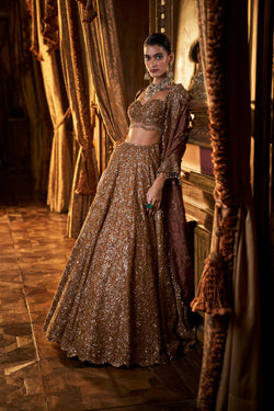 Mustard Tissue Lehenga Set