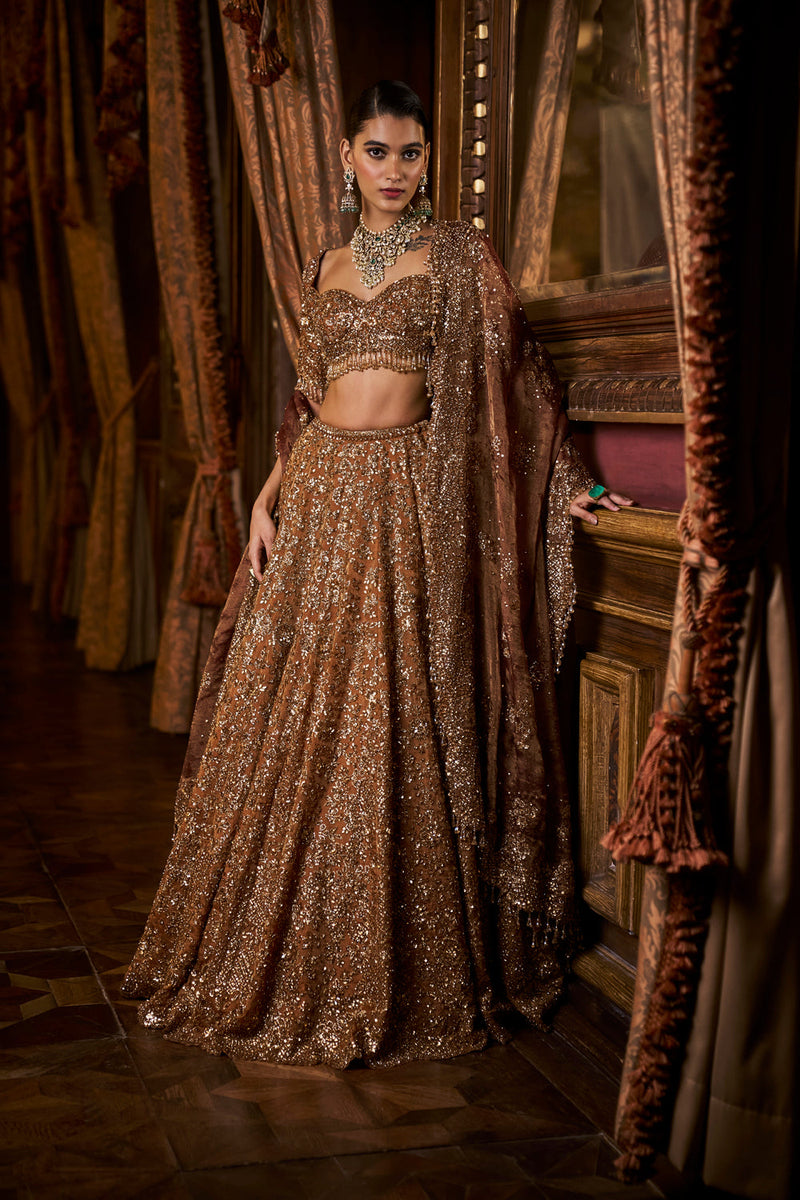 Mustard Tissue Lehenga Set