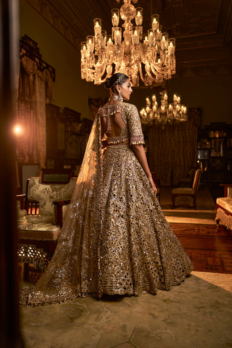 Gold Cut Work Lehenga Set