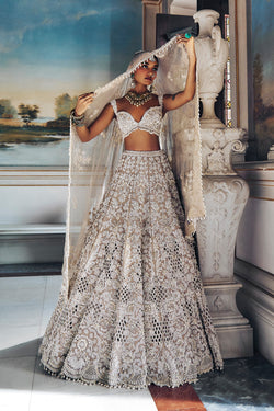 Nude Pearl Cut Work Lehenga Set