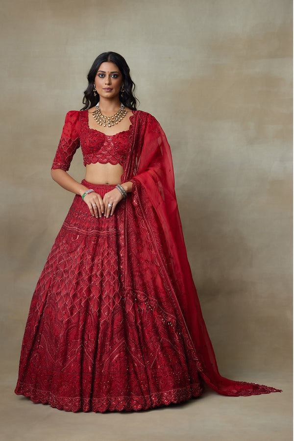 Scarlet Lehenga Set